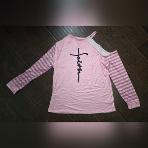 Womens off the shoulder Pink Faith Top XL
